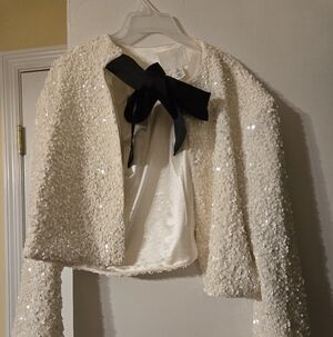 H&M Elegant Cream Sequin Jacket